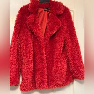 Women's Red Faux Fur Jacket